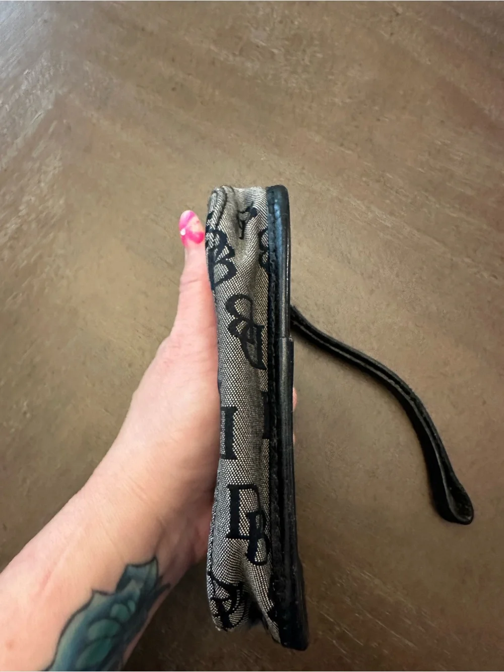 Dooney & Bourke Gray and Black Monogram Wristlet